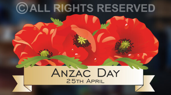 Anzac Day Poppy Banner Window Sticker,