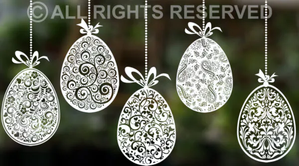 5 x Lace Detail Hanging Eggs (Large)